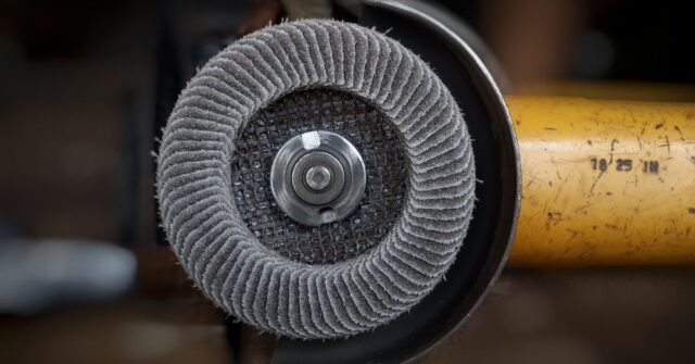 A close up photo of a modern buffing wheel.