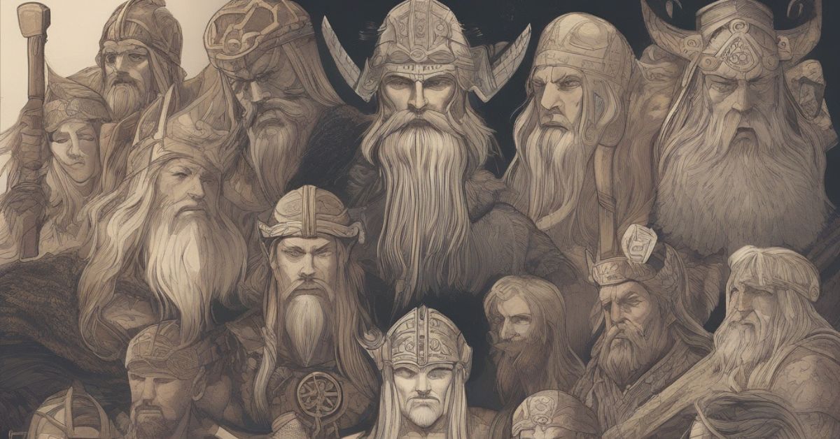 An AI generated image of the Norse gods and godesses.